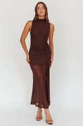 Girl's Night Waist Sash Maxi Dress Chocolate
